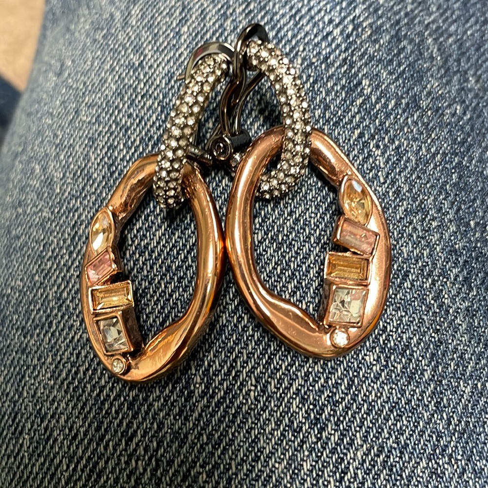 Mimco Rose Gold and Silver Diamond 2 way wear Earrings
